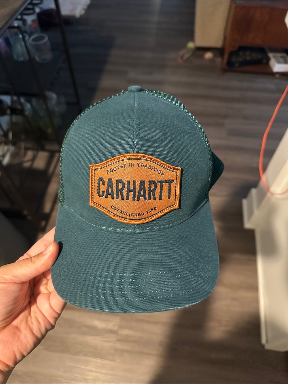 Carhartt Teal Mesh-Back Hat with Brown Patch
